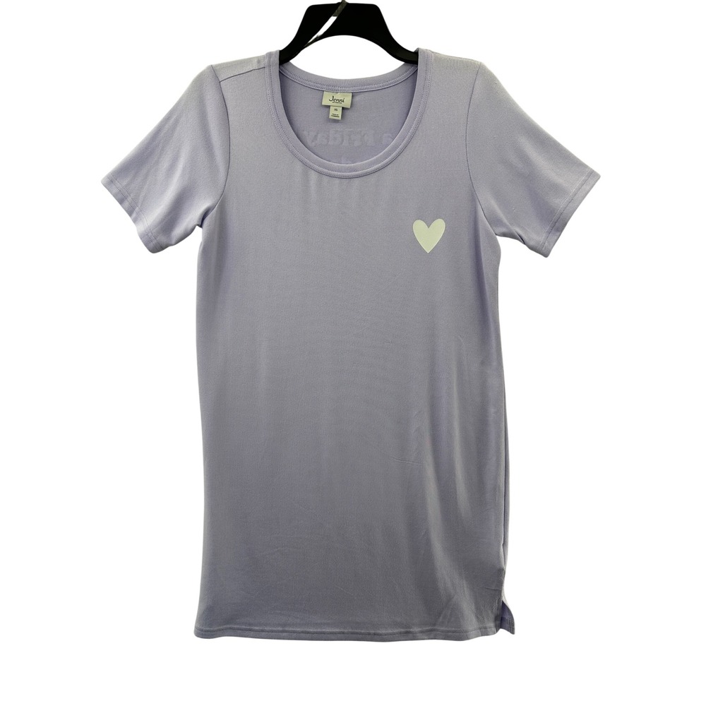 Jenni Intimates XS Lavender Gown Heart Print Friday Girl Night Dress